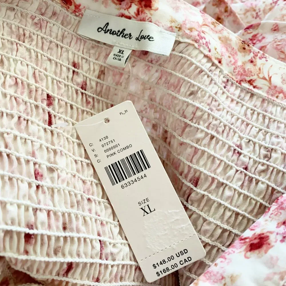 Anthropologie Another Love Smocked Floral Mini Dress Size XL NWT - Picture 5 of 7
